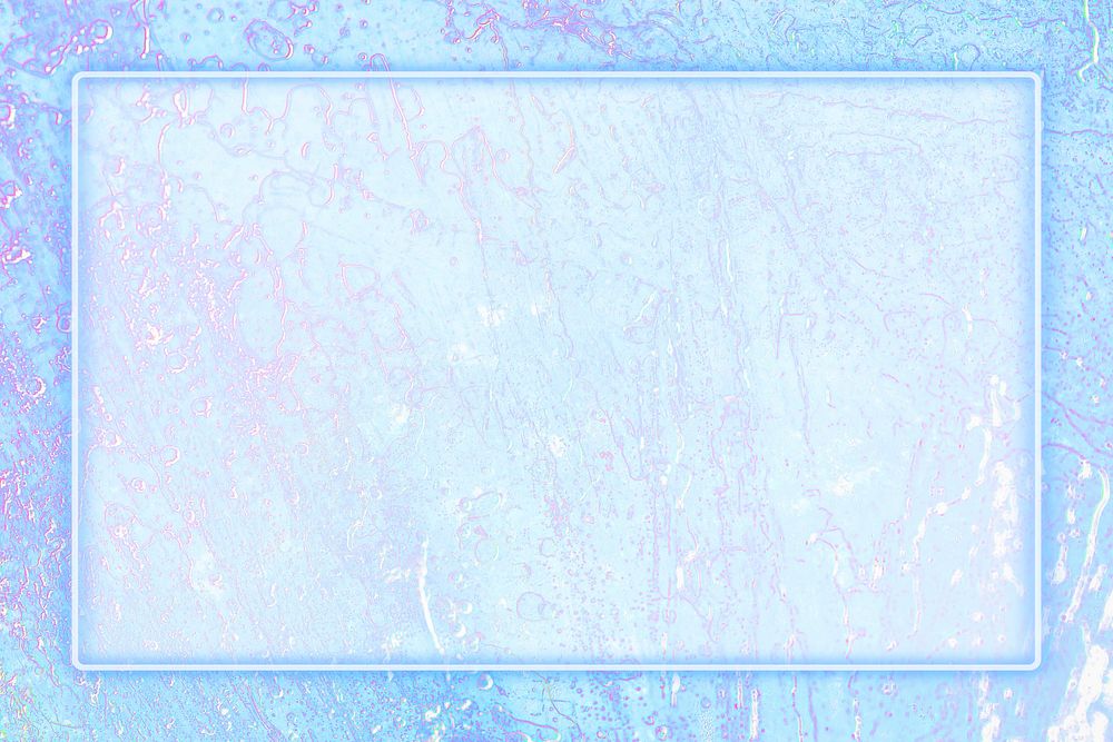 Blue neon frame psd ice surface texture holographic