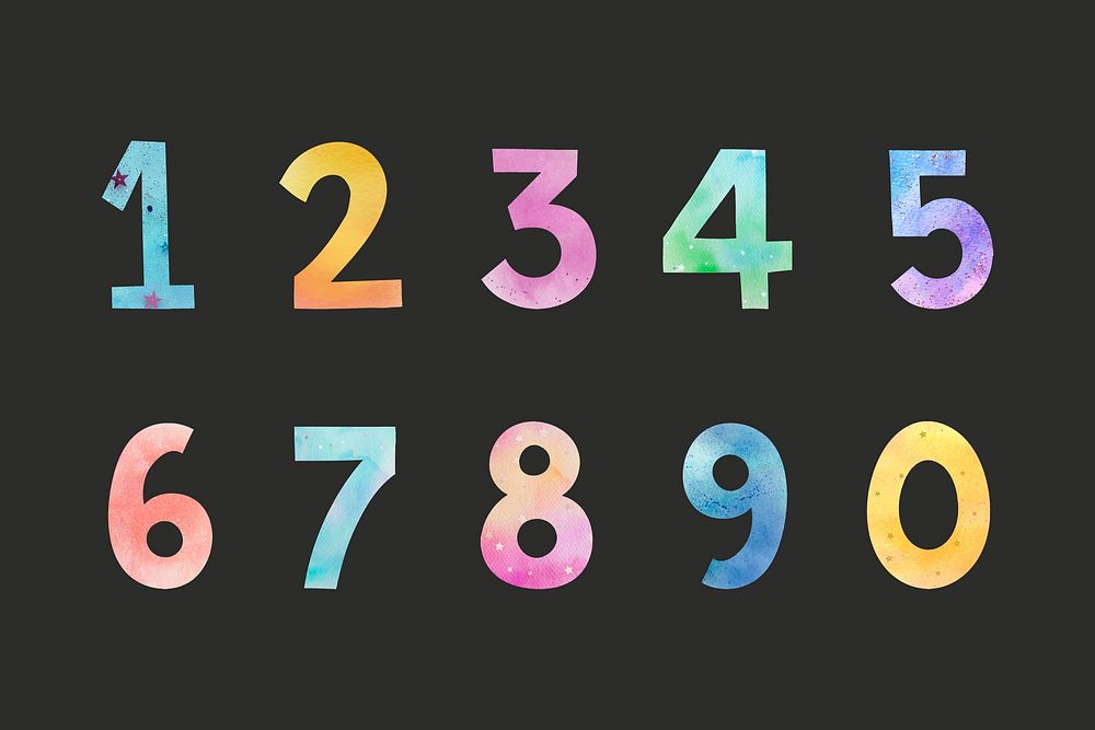 Colorful collection 123 set typography