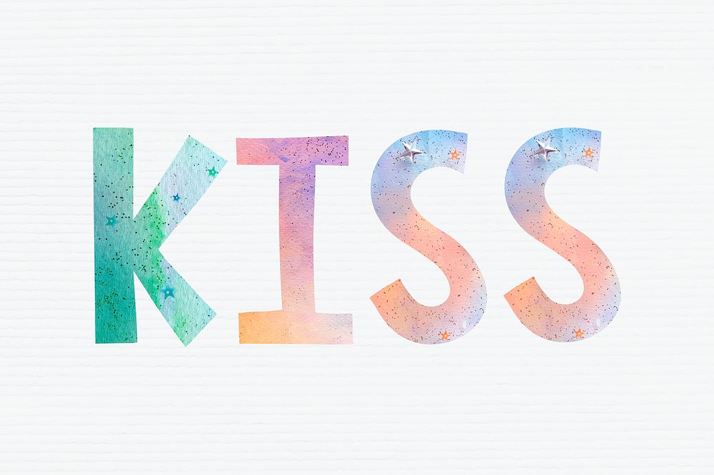 Colorful kiss word design vector