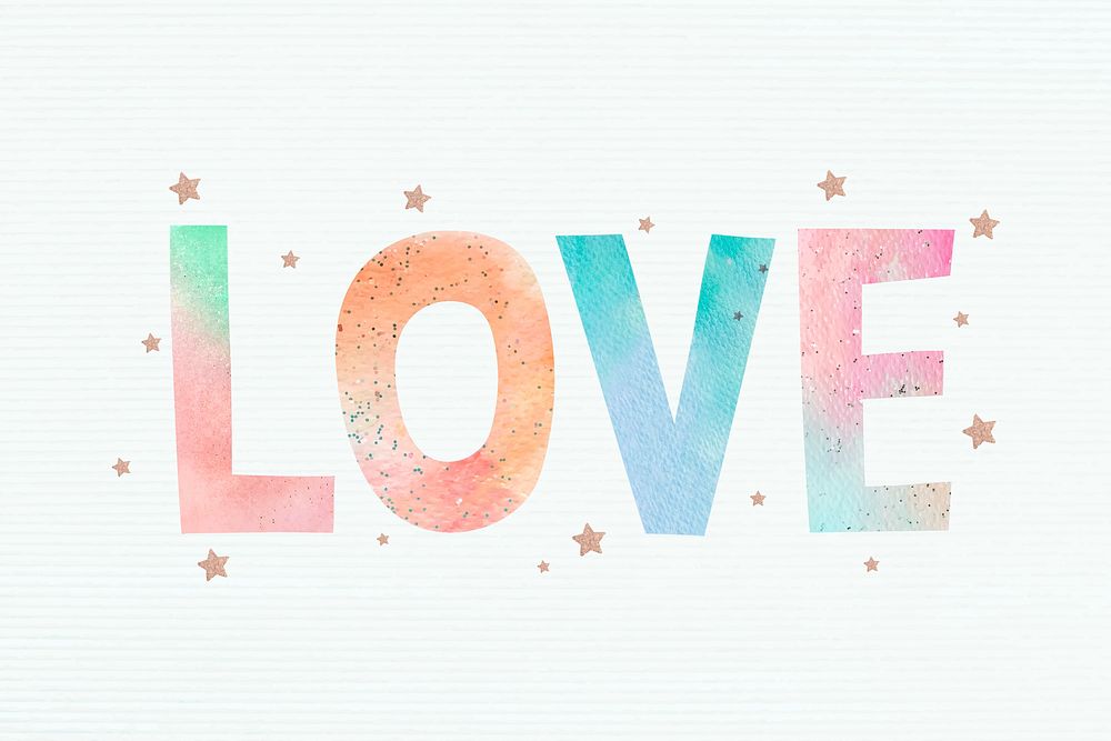 Pastel love word typography clipart