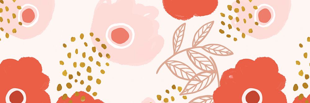 Flower pattern red and pink botanical banner