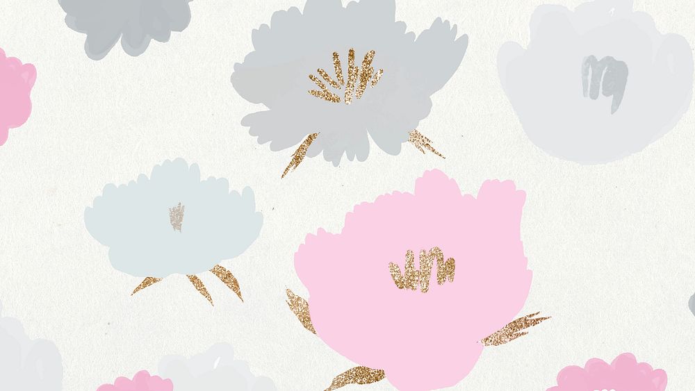 Flower pattern pink and gray botanical background