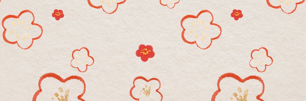 Floral pattern banner psd hand drawn