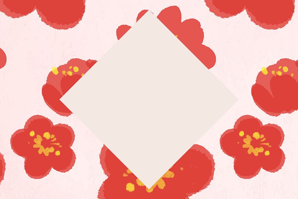 Red plum blossom frame floral illustration