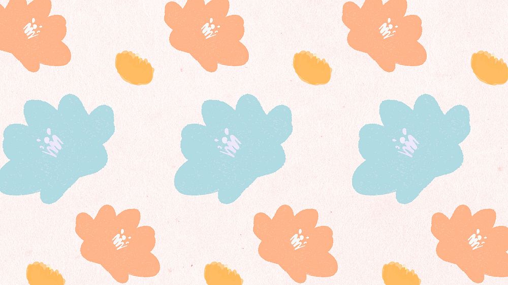 Flower pattern blue and orange botanical background