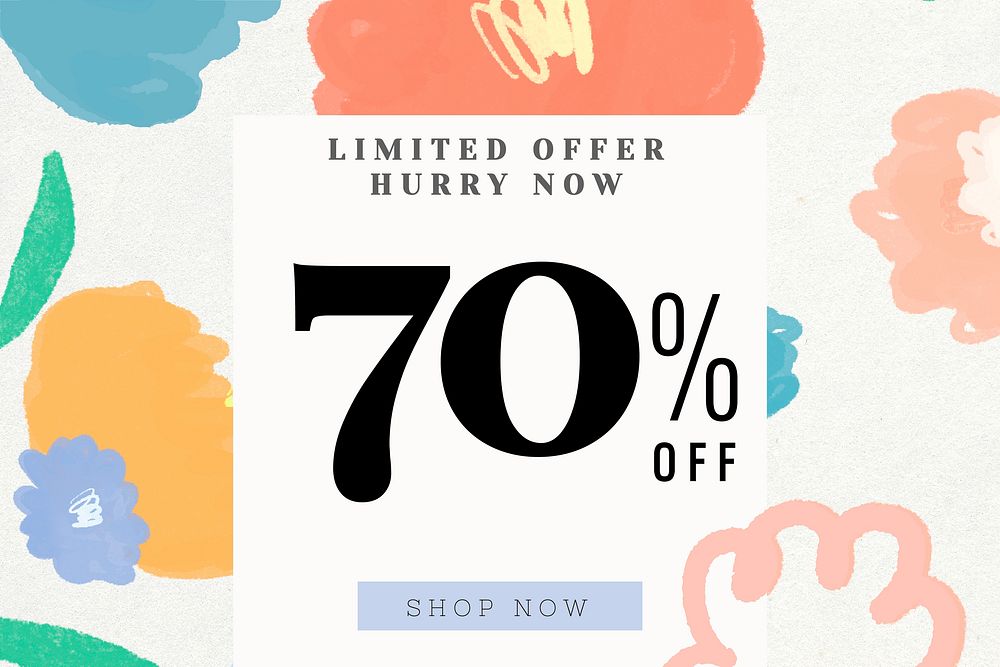 Sale 70% off promotion floral background vector