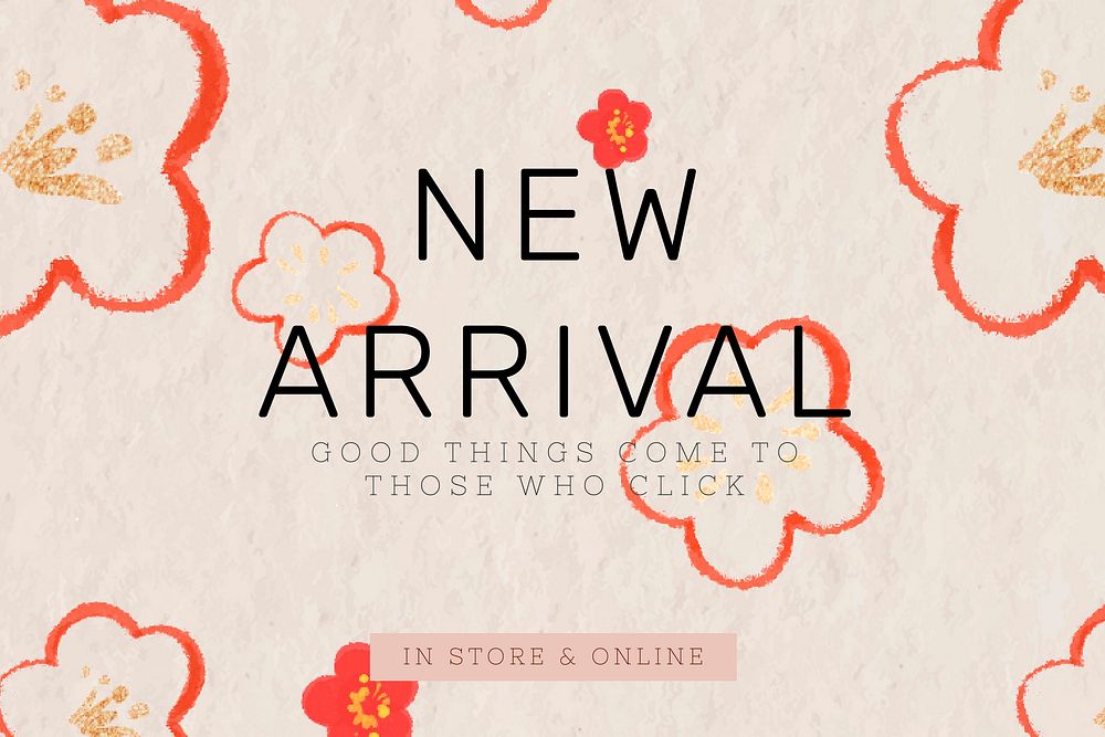 New arrival text floral background vector