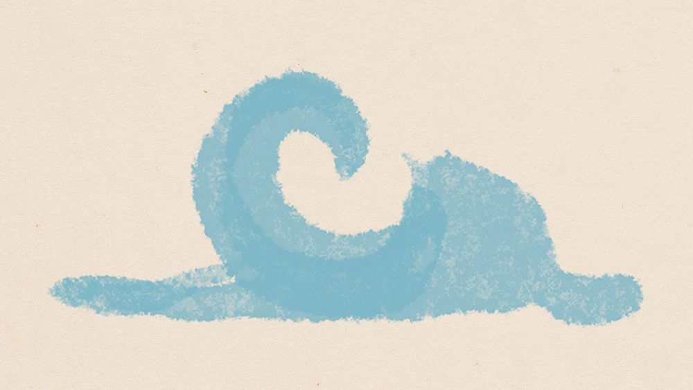 Blue crayon scribble wave hand drawn element