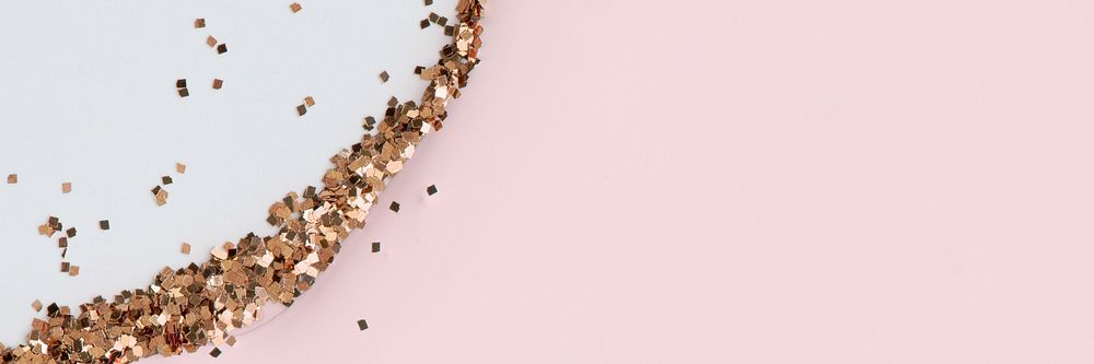 Minimal pink background with gold glitter 