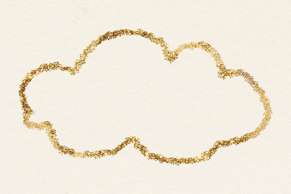 Psd gold glitter cloud element