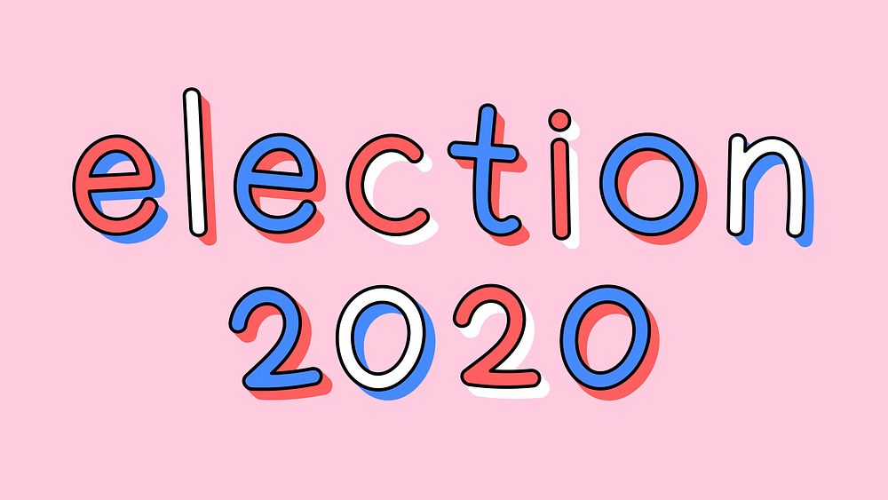 Election 2020 psd doodle typography word