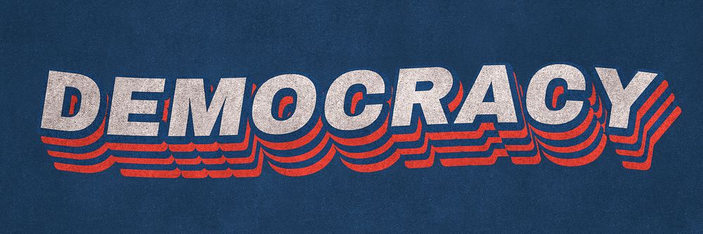 Vintage shadow Democracy word typography vector