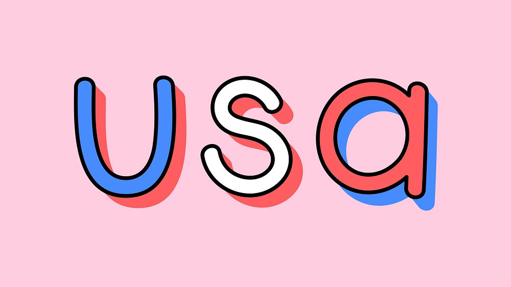 USA doodle vector word typography