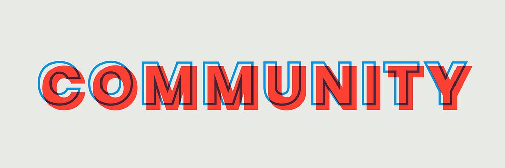 Community multiply font typography red text