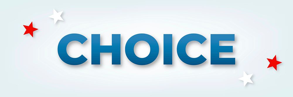 Choice text typography on blue vector