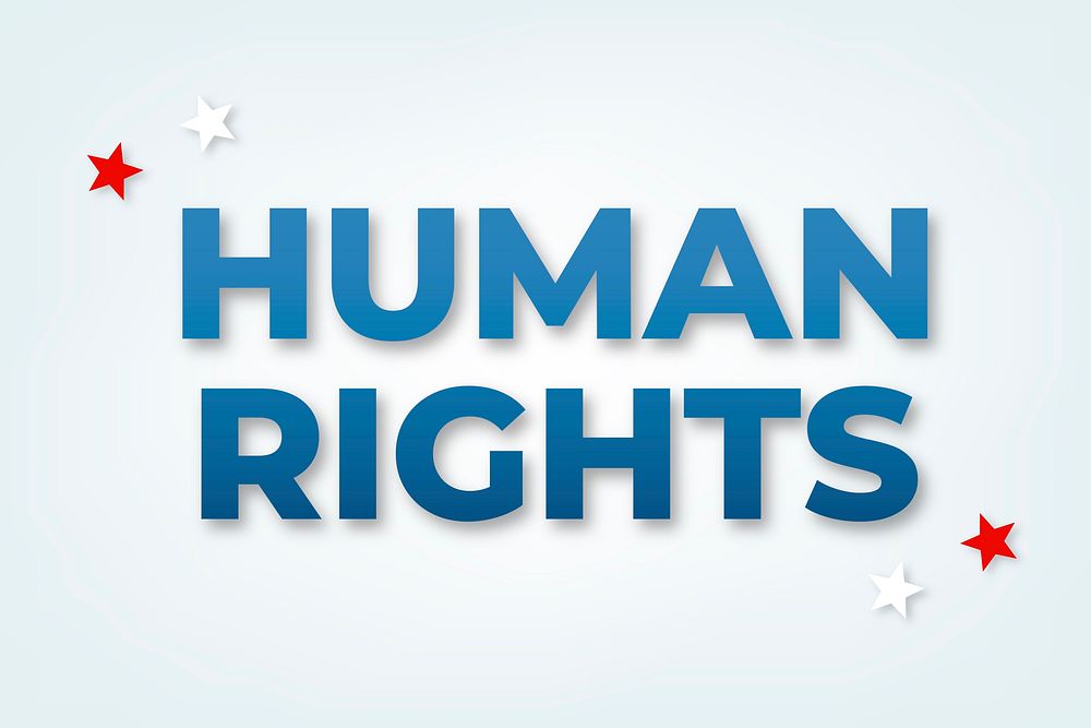 Human rights message typography blue text