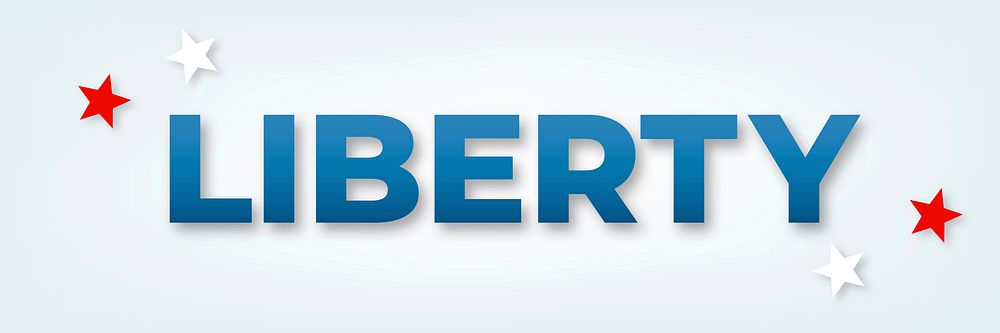 Liberty text vector typography on blue