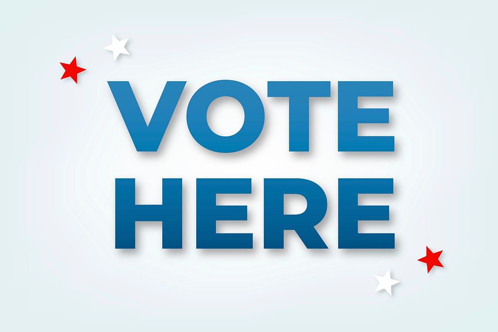 Vote here election word vector typography