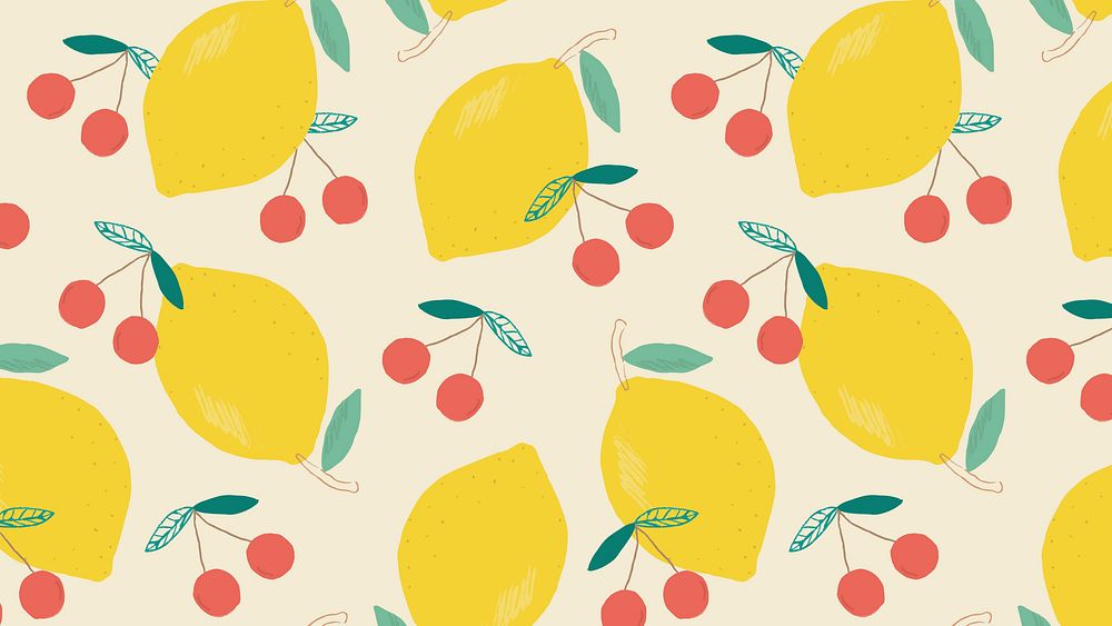 Psd lemon cherry pattern background