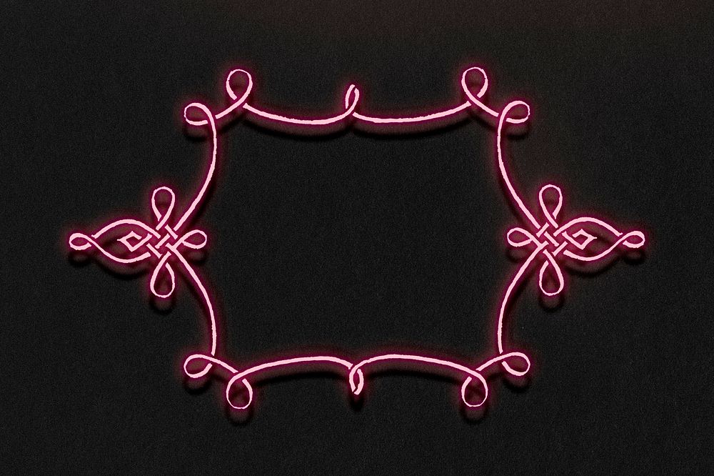 Pink neon filigree frame border