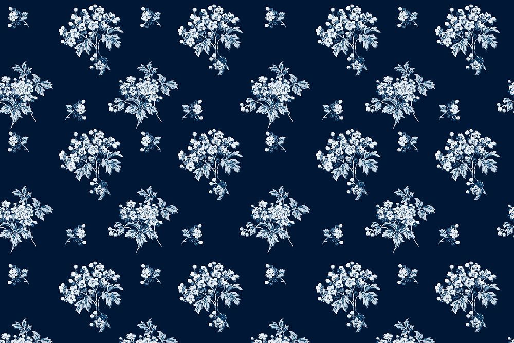 Blue floral pattern vintage background