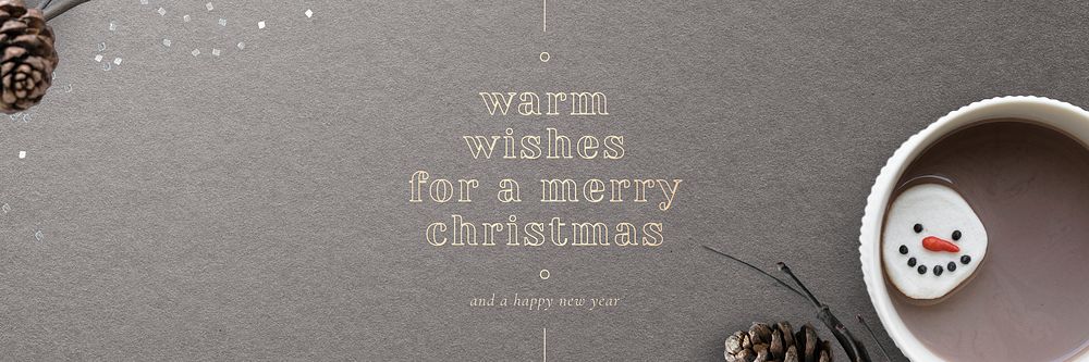Warm Christmas wishes banner vector pine cone decorated