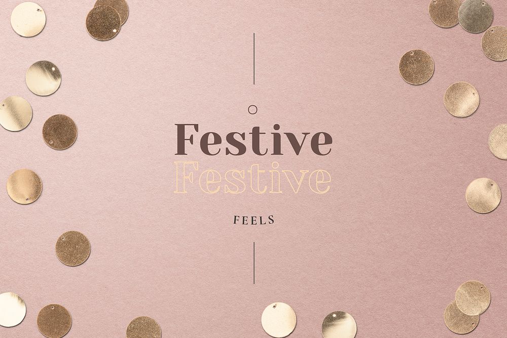 Gold confetti festive pink banner background