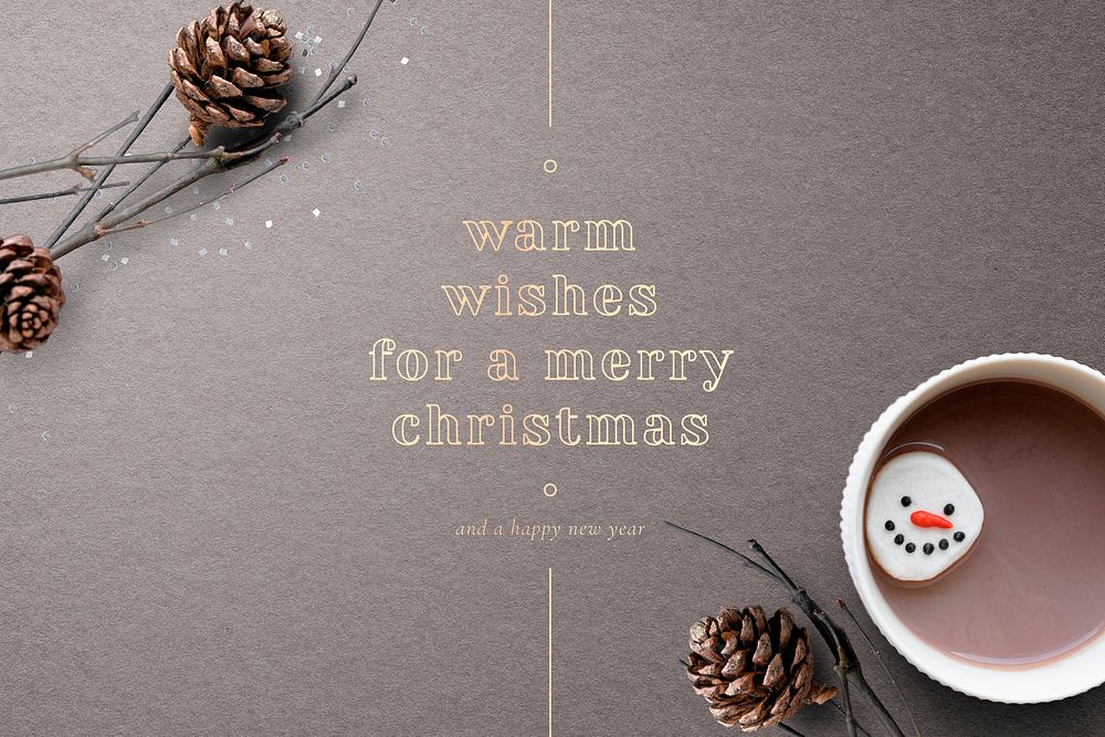 Christmas greeting social media banner hot chocolate background