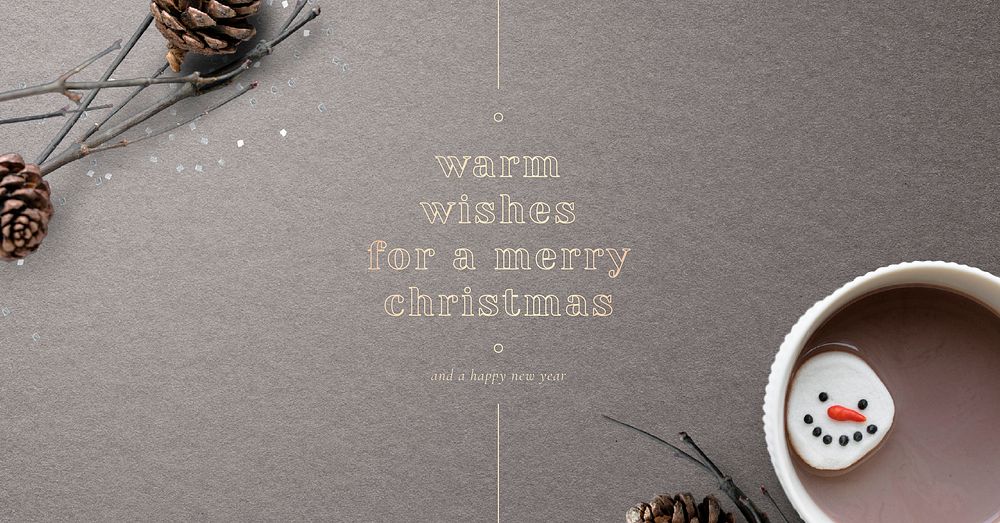 Warm Christmas wishes vector pine cone decorated