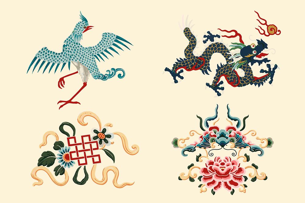 Decorative ornaments vector traditional Chinese art illustration collection