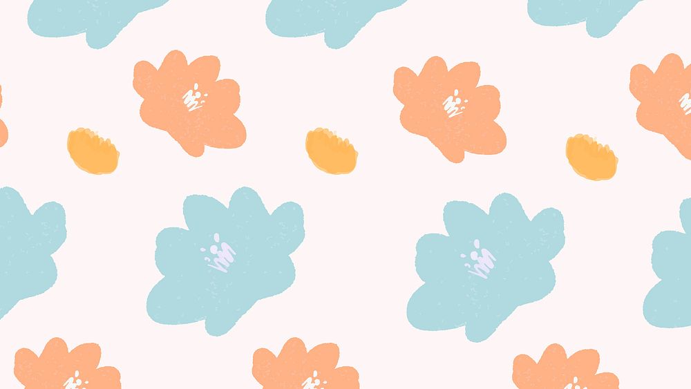 Vector colorful pastel flowers hand drawn pattern background