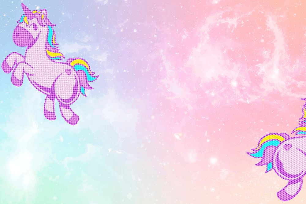 Vector glittery unicorn pink and blue colorful pastel wallpaper
