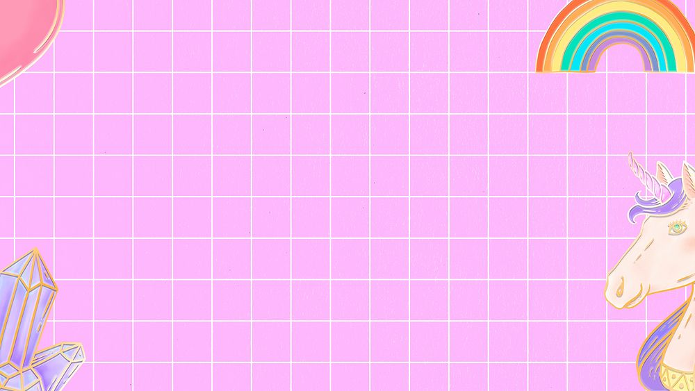Psd unicorn pink grid aesthetic rainbow background