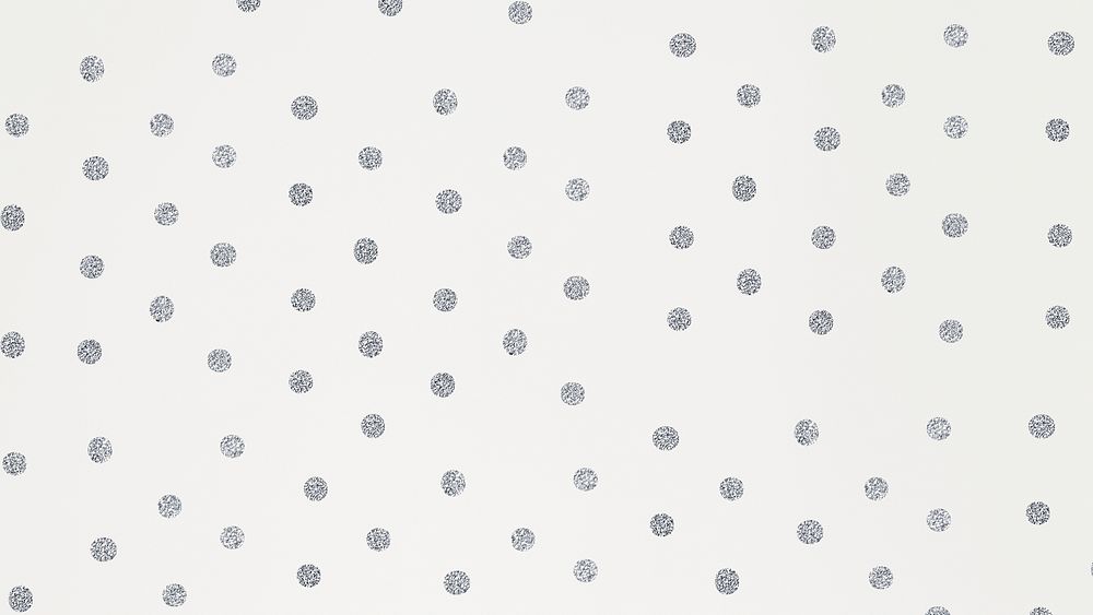 Glittery silver polka dot on off white wallpaper