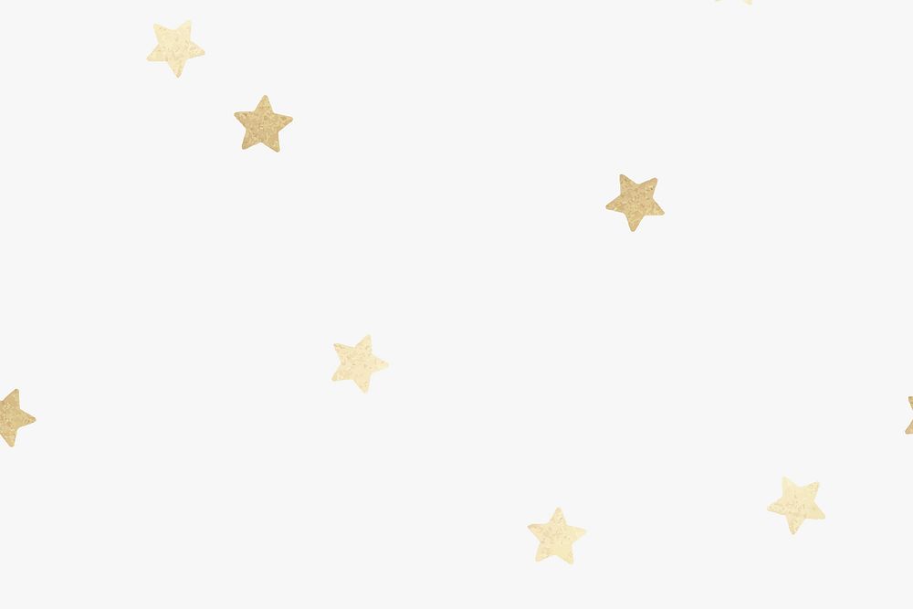 Golden metallic stars vector pattern on off white wallpaper