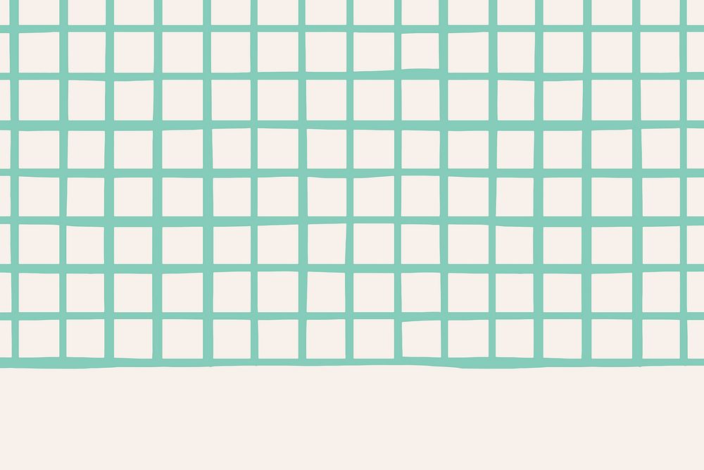 Vector plain green grid pattern on beige wallpaper