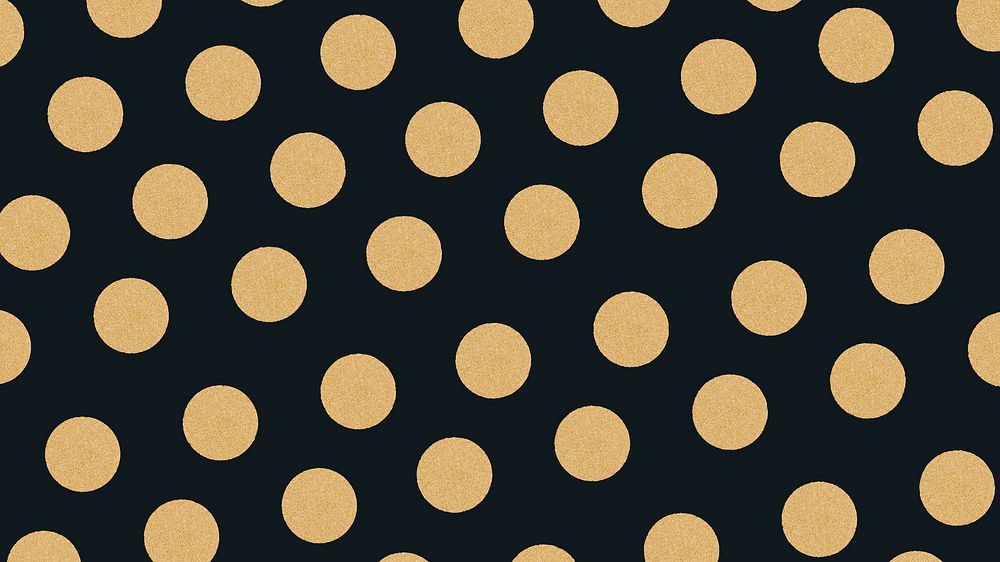 Golden vector black polka dot glittery pattern wallpaper
