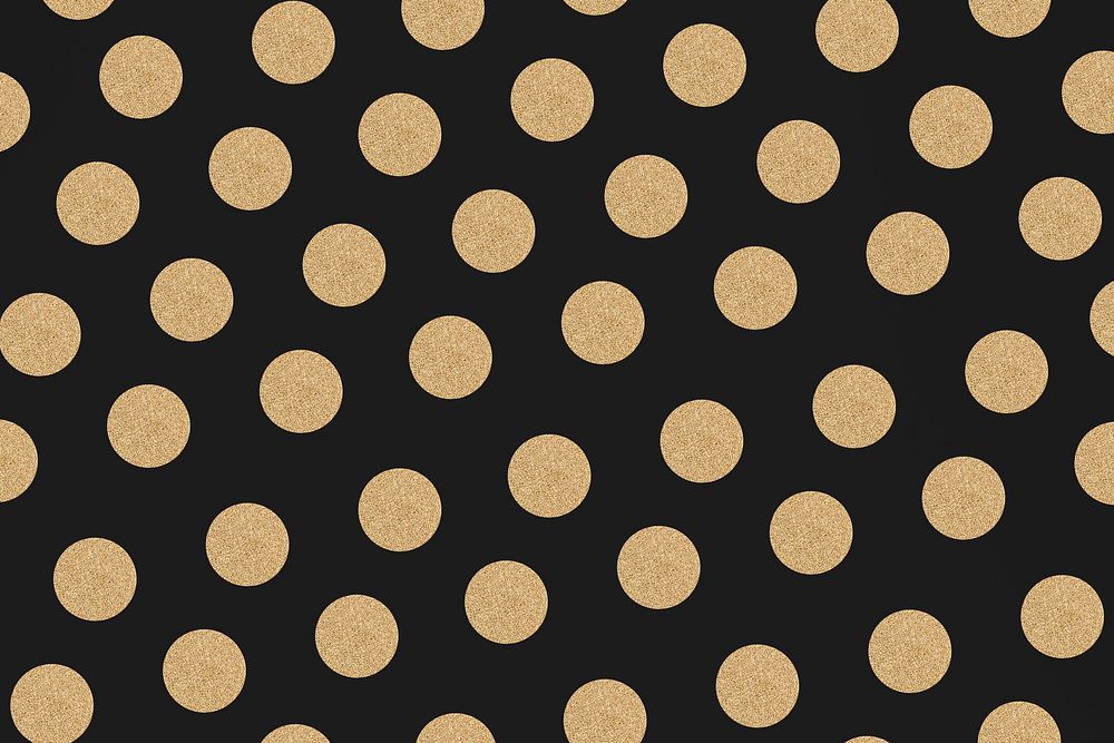 Gold and black vector polka dot glittery pattern background