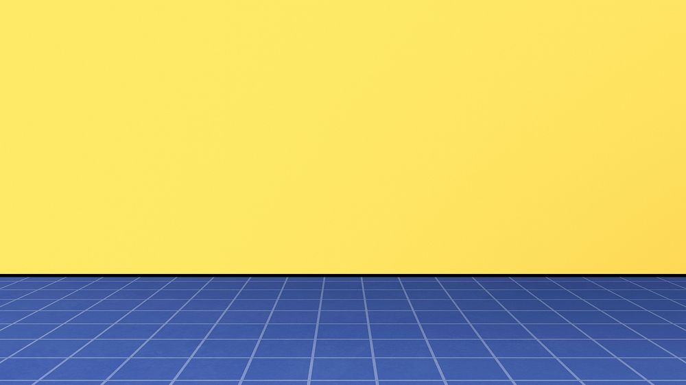 Retro blue grid on yellow background