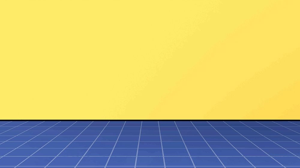 Vector retro blue grid on yellow background