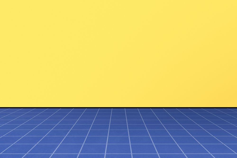 Psd blue grid on yellow wallpaper aesthetic