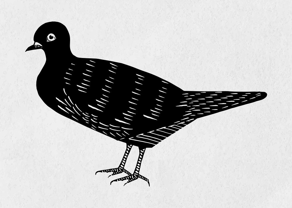 Vintage dove bird vector linocut stencil pattern clipart