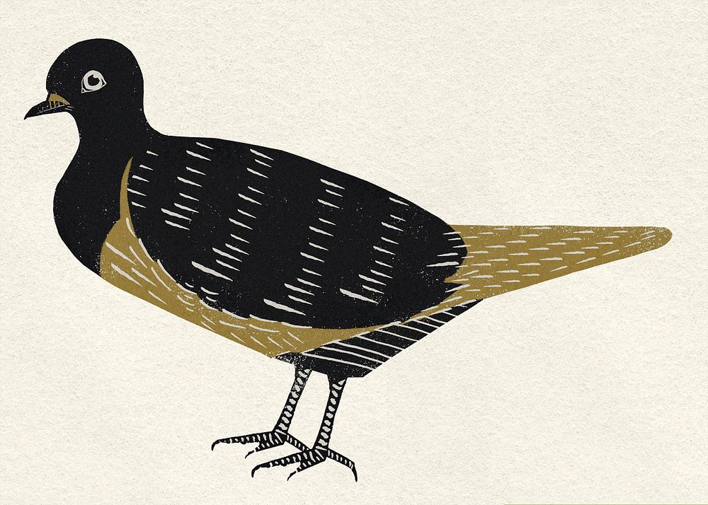 Vintage dove bird psd stencil gold black clipart
