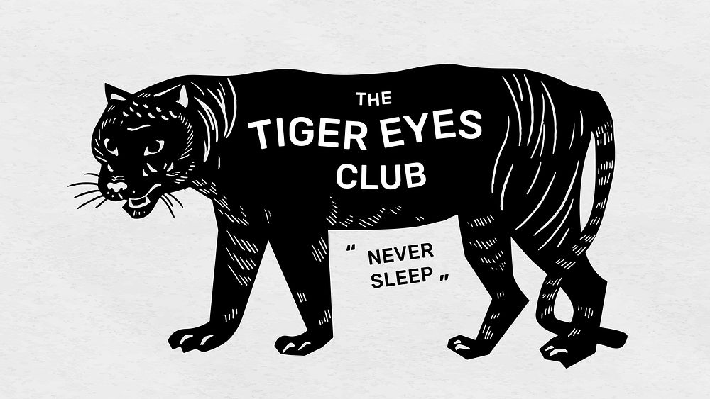 Vintage tiger linocut illustration 