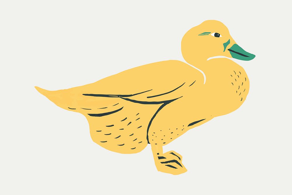 Yellow duck bird vector vintage stencil pattern