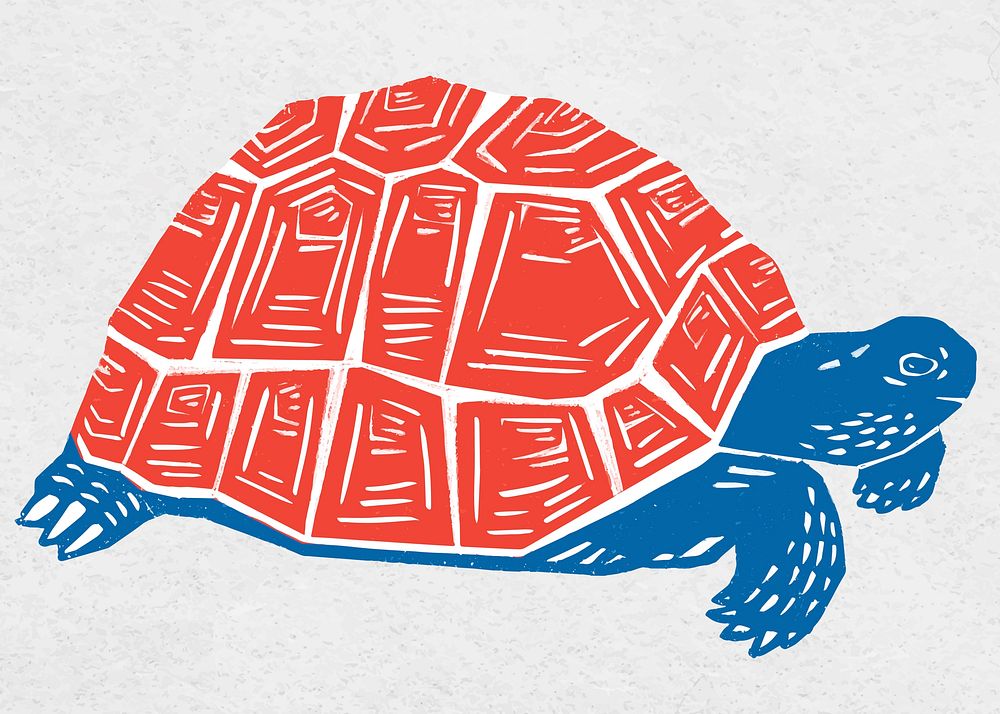 Vintage red turtle vector reptile hand drawn