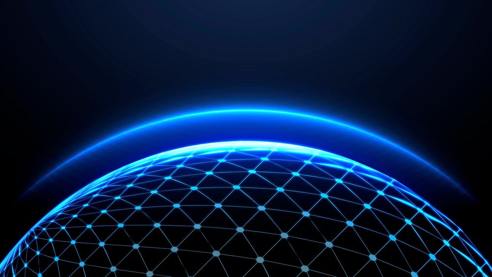Blue globe glowing atmosphere vector  business wallpaper