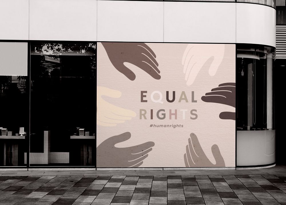 'Equal Rights' on billboard sign mockup BLM support campaign
