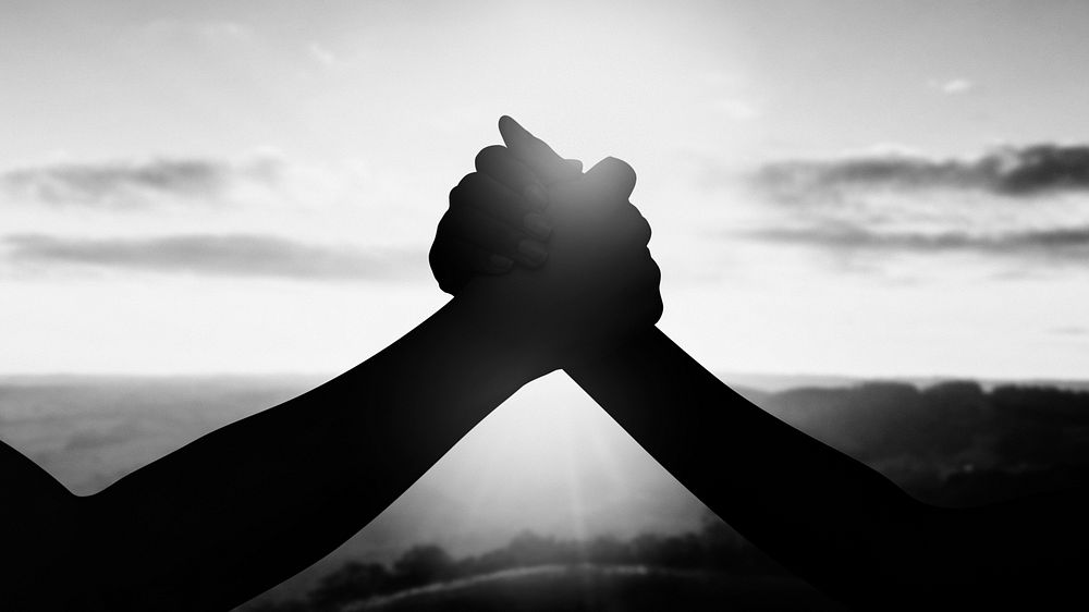 People holding hands against the sky greyscale wallpaper wallpaper