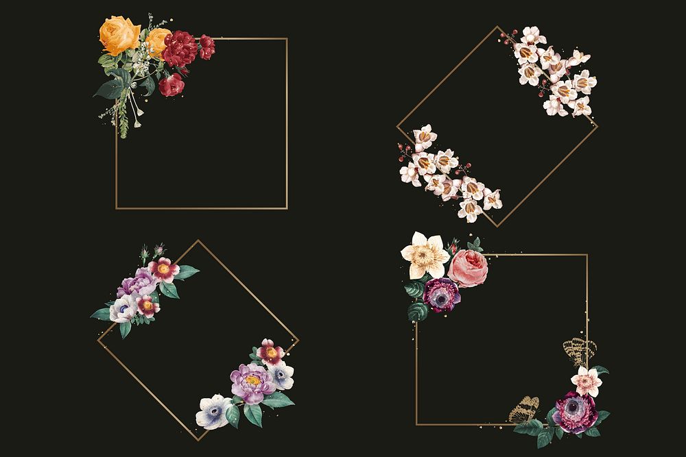 Elegant colorful spring roses vector bouquet hand drawn illustration set